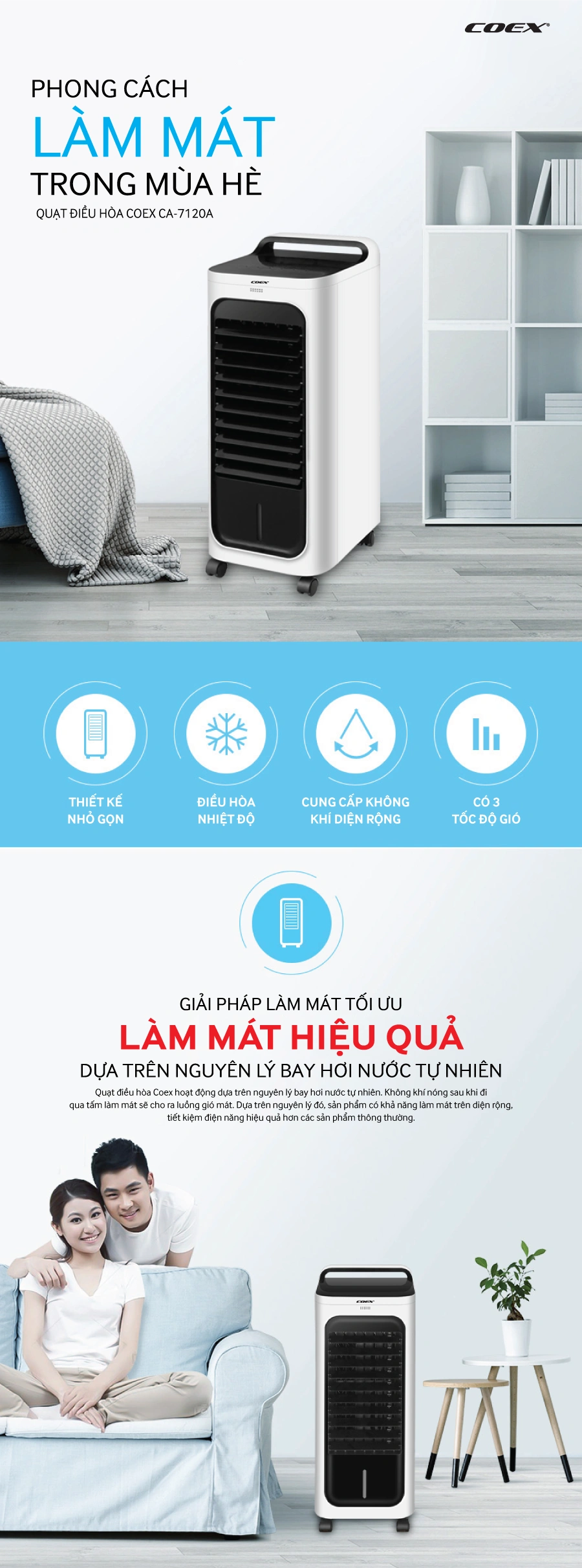 5. Quạt điều hòa Coex CA-7120A (Điều khiển từ xa)
