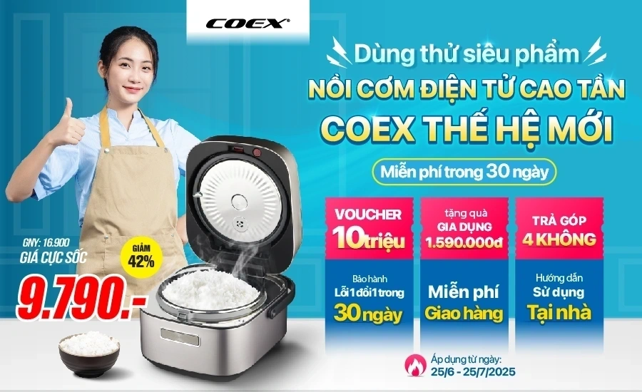 Dùng thử nồi cơm điện tử cao tần COEX thế hệ mới, miễn phí 30 ngày