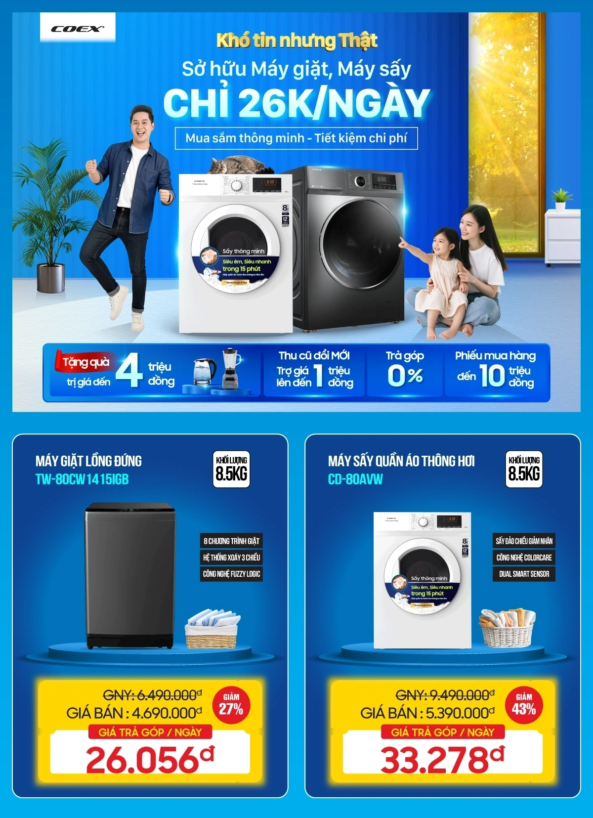 Giặt sấy giảm to, tặng quà trị giá đến 2 triệu đồng