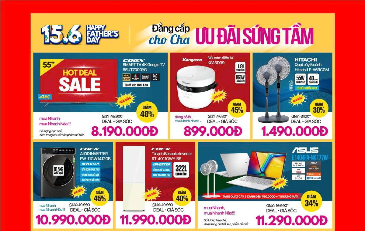 Laptop, smartphone giảm tối đa - vui lòng ba yêu