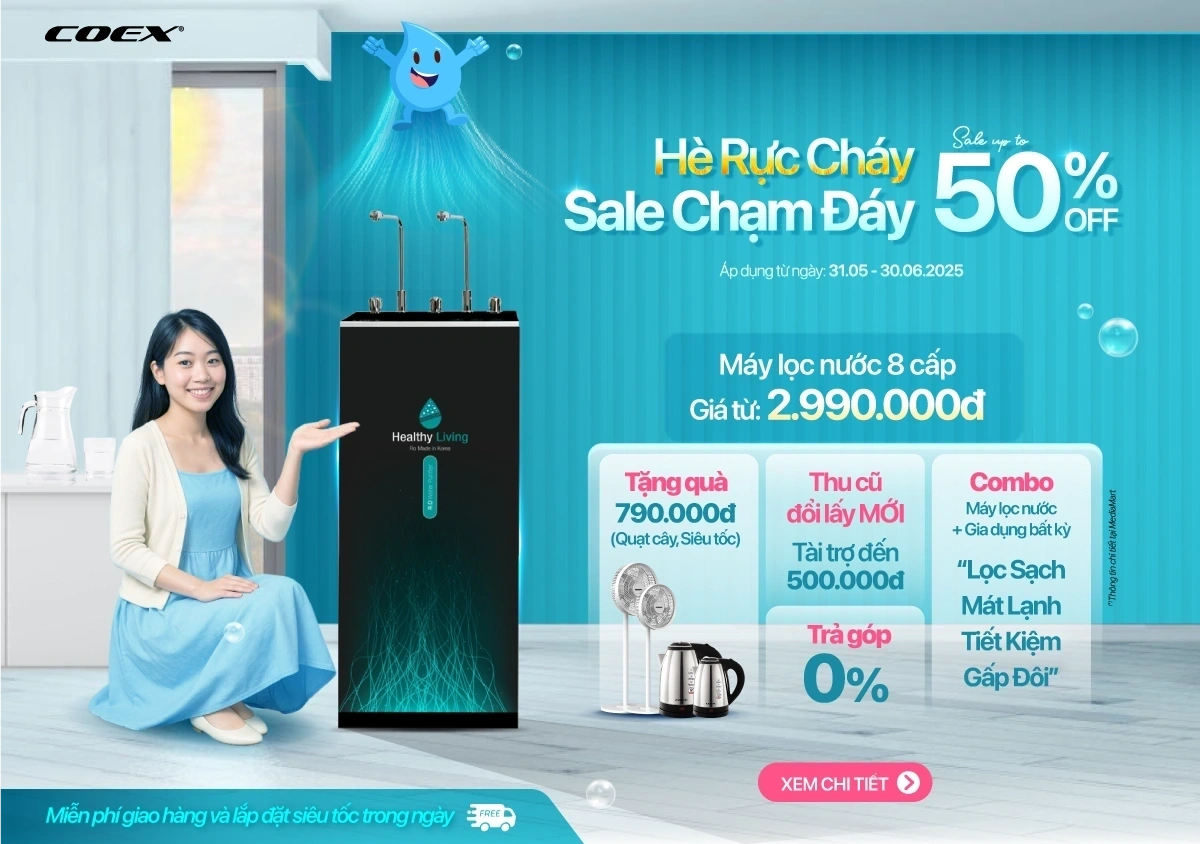 Máy lọc nước 8 cấp giá sốc chỉ từ 2,99Tr, mua combo tiết kiệm gấp đôi