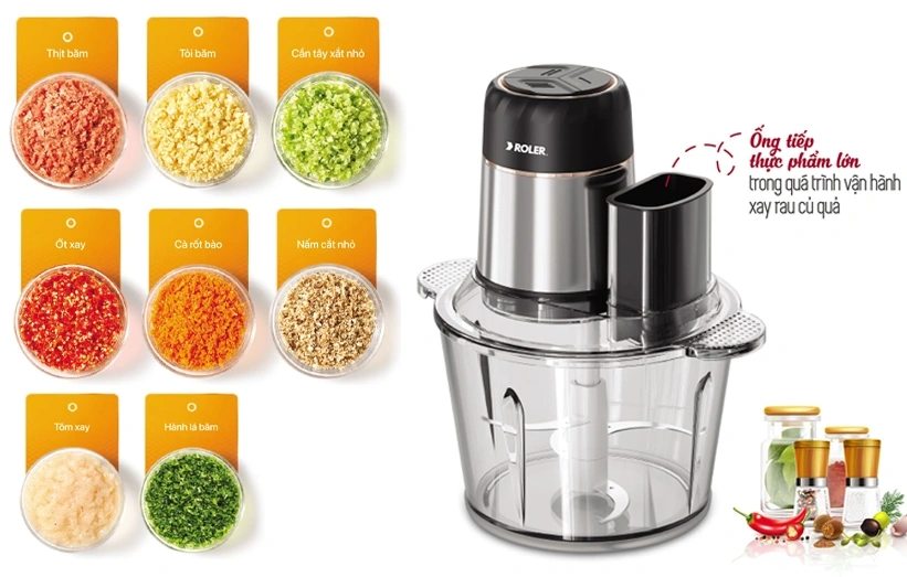 Máy xay đa năng Roler RC-4334C có thể xay nhuyễn, thái lát theo nhu cầu