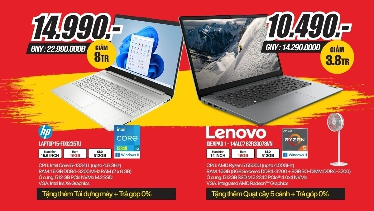 Nhiệt càng cao – LAPTOP HP, LENOVO I5/R5 Giảm giá càng lớn!!