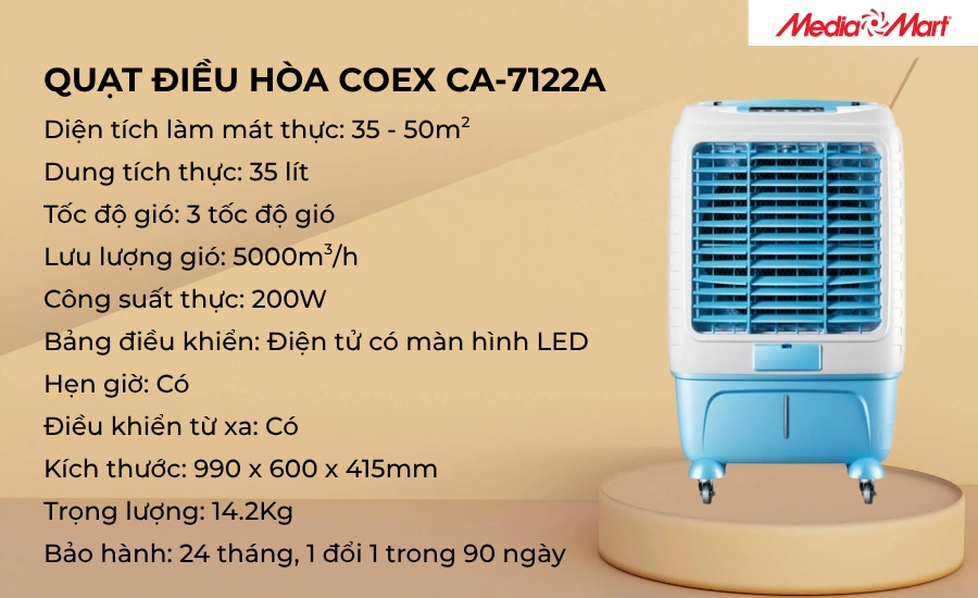 Quạt điều hòa công suất lớn, làm mát tốt COEX CA-7122A