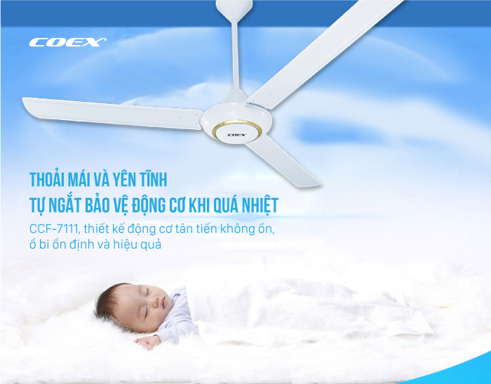Quạt trần 3 cánh COEX CCF-7111 là mẫu quạt trần công suất lớn hiện đại, phù hợp với nhiều không gian