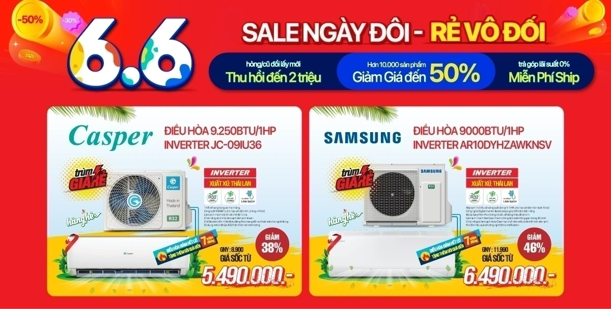 Sale ngày đôi, rẻ vô đối - Tủ lạnh, điều hòa, quạt mát ưu đãi lớn đến 50%
