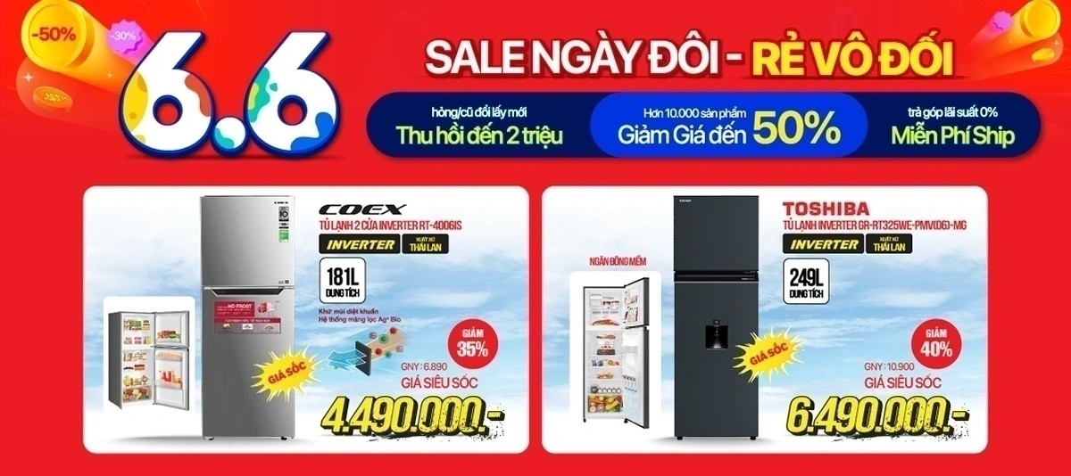 Sale ngày đôi, rẻ vô đối - Tủ lạnh, điều hòa, quạt mát ưu đãi lớn đến 50%