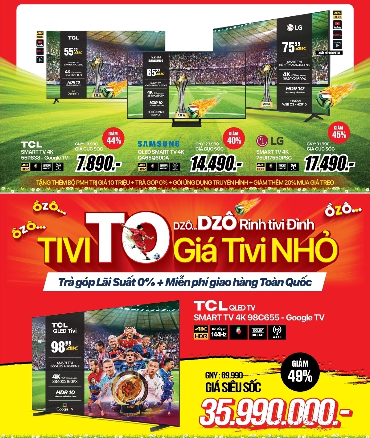 Tivi TO giá NHỎ - Giảm sốc đến 50%