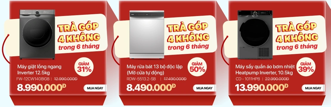 TRẢ GÓP 4 KHÔNG: Không cần trả trước, không % lãi suất, không phí hồ sơ, không phí bảo hiểm