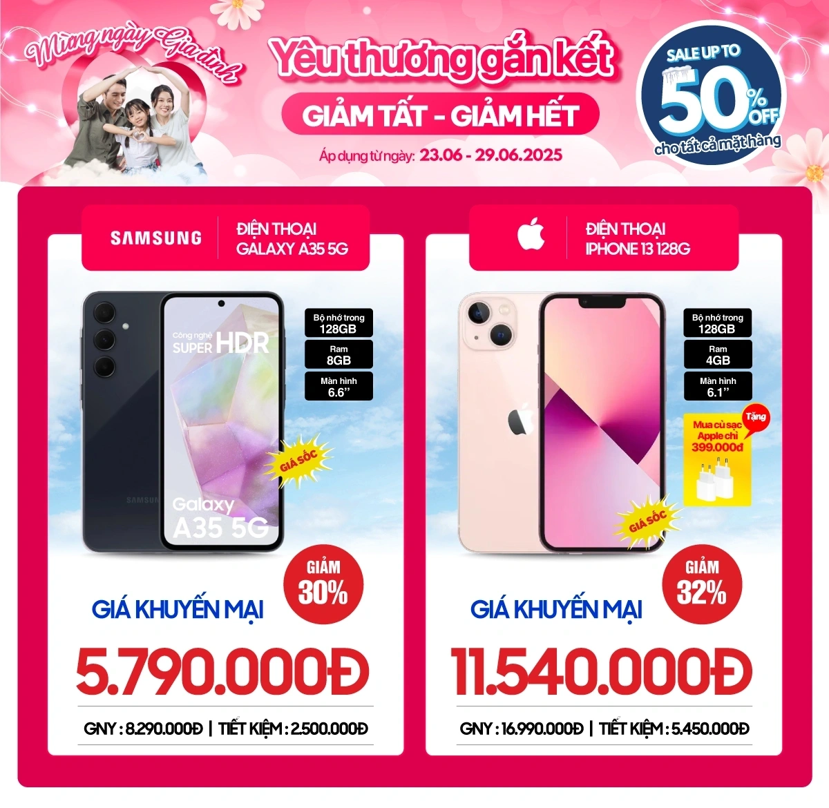 Ưu đãi điện thoại mừng ngày Gia đình