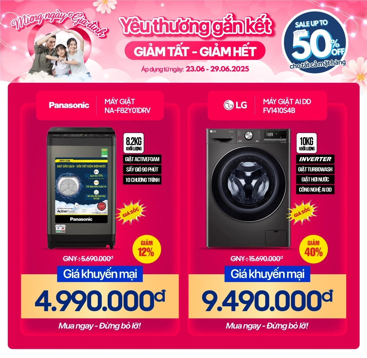 Ưu đãi máy giặt mừng ngày Gia đình