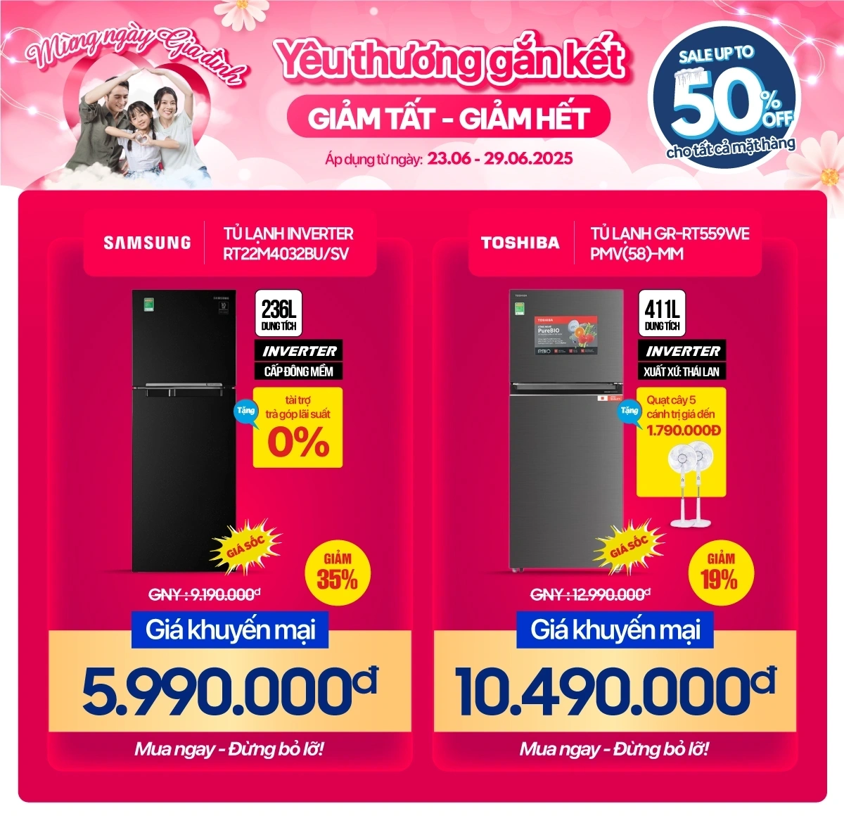 Ưu đãi tủ lạnh mừng ngày Gia đình
