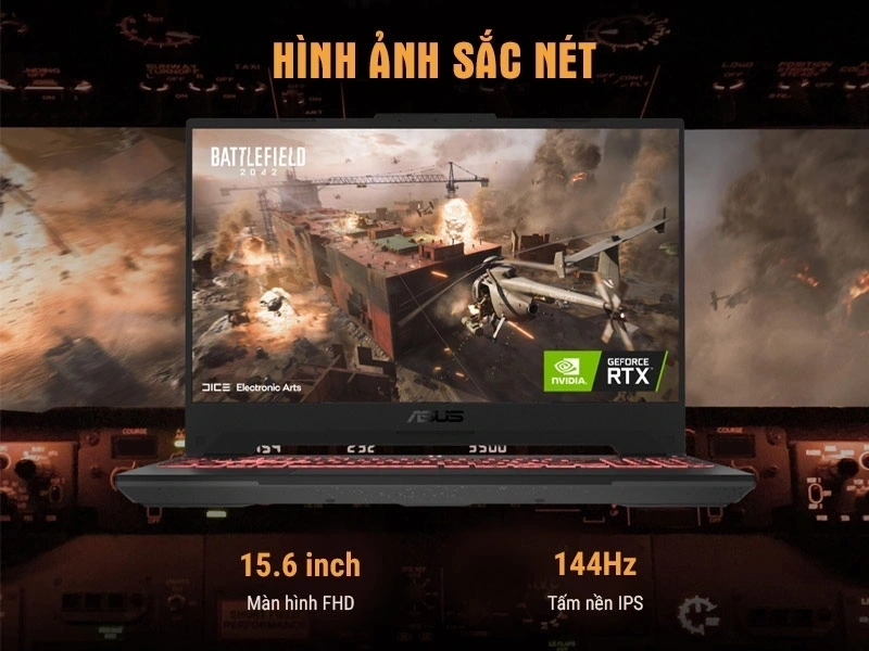 ASUS TUF Gaming F15 FX507ZC4-HN074W được trang bị Intel Core i5-12500H, card rời RTX 3050 4GB, RAM 8GB