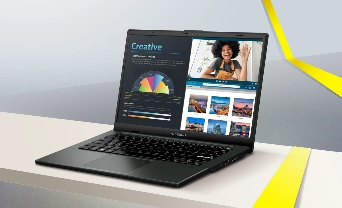 Asus Vivobook Go 14 E1404FA-NK177W sở hữu bản lề mở 180 độ