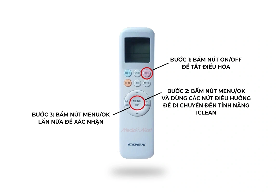 Cách bật tính năng tự động vệ sinh điều hòa COEX