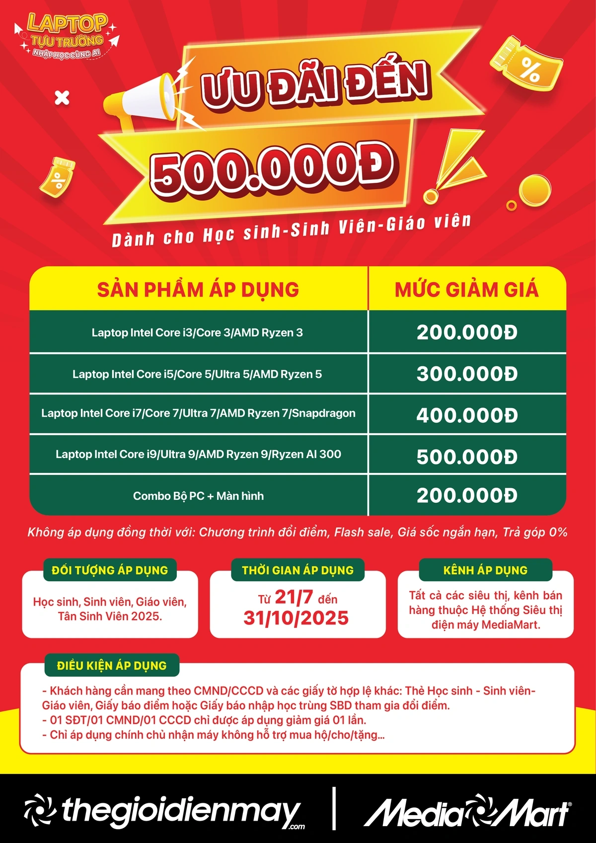 Chào năm học mới - Học sinh, sinh viên, giáo viên giảm ngay đến 500K