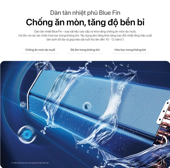 Dàn tản nhiệt Blue Fin cũng góp phần giúp điều hòa COEX làm mát hiệu quả hơn