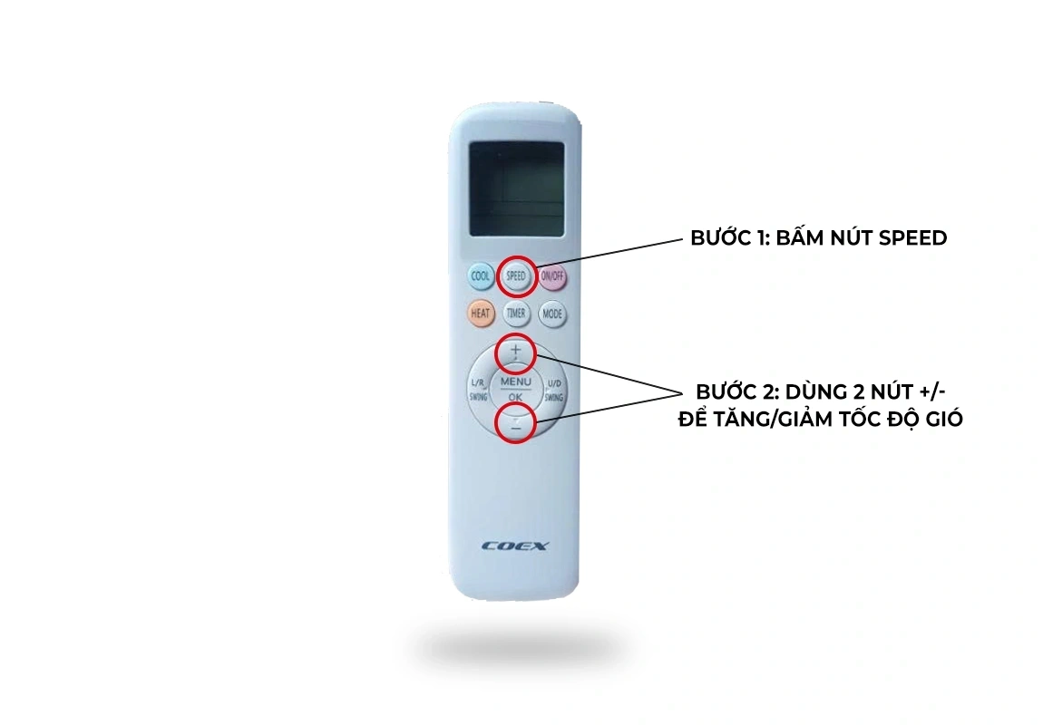 Điều chỉnh tốc độ quạt bằng điều khiển điều hòa COEX