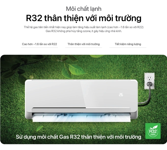 Điều hòa COEX sử dụng gas R32 thân thiện với môi trường