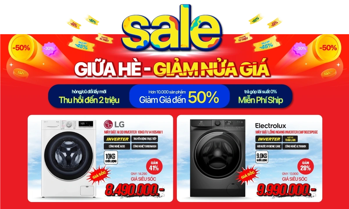 Điều hòa, tủ lạnh, máy giặt sale lớn, chỉ từ 3,99Tr