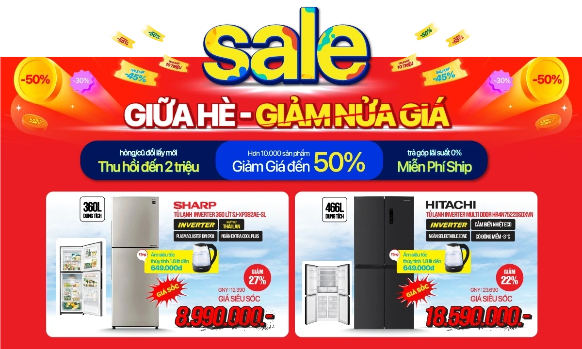 Điều hòa, tủ lạnh, máy giặt sale lớn, chỉ từ 3,99Tr
