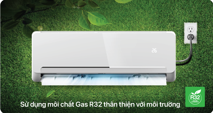 Gas R32 thân thiện với môi trường, cho hiệu suất làm lạnh cao