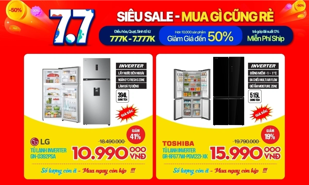Giảm giá 7/7 mua gì cũng rẻ