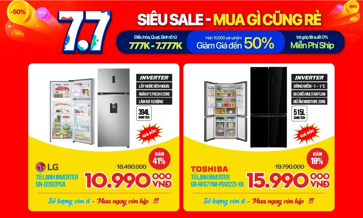 Giảm giá 7/7 mua gì cũng rẻ