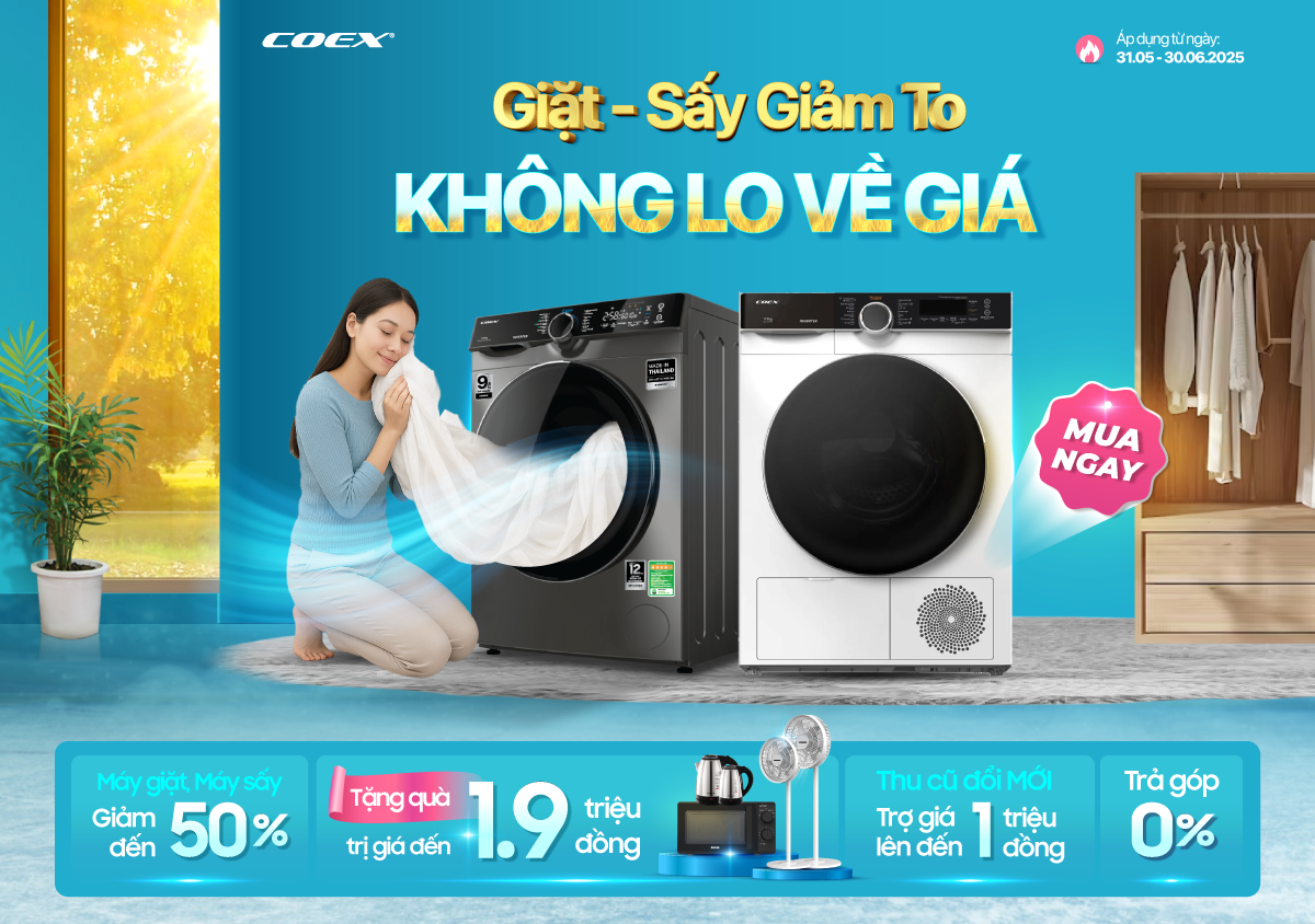 Giặt sấy giảm to, không lo về giá (-50%)