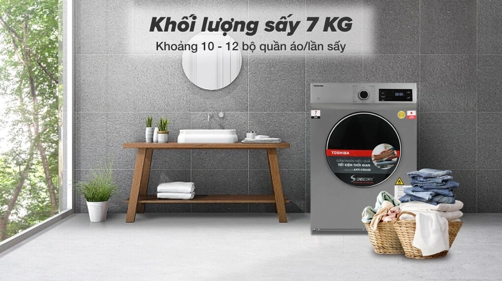 Máy sấy thông hơi Toshiba 7Kg TD-H80SEV(SK) là giải pháp sấy khô hiệu quả và kinh tế