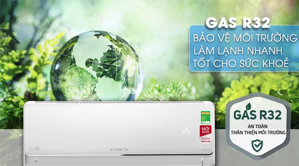 Môi chất R32 tiên tiến làm lạnh nhanh, thân thiện với môi trường