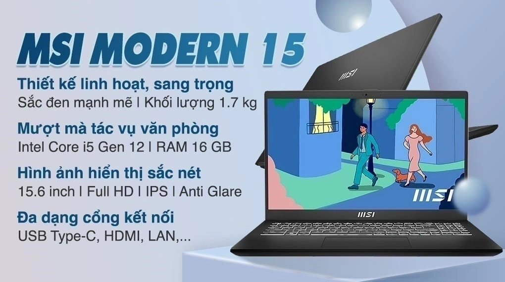 MSI Modern 15 B12MO-628VN được trang bị bộ vi xử lý Intel® Core™ i5-1235U thế hệ 12, đi kèm RAM 16GB DDR4 onboard và SSD 512GB NVMe PCIe Gen3x4