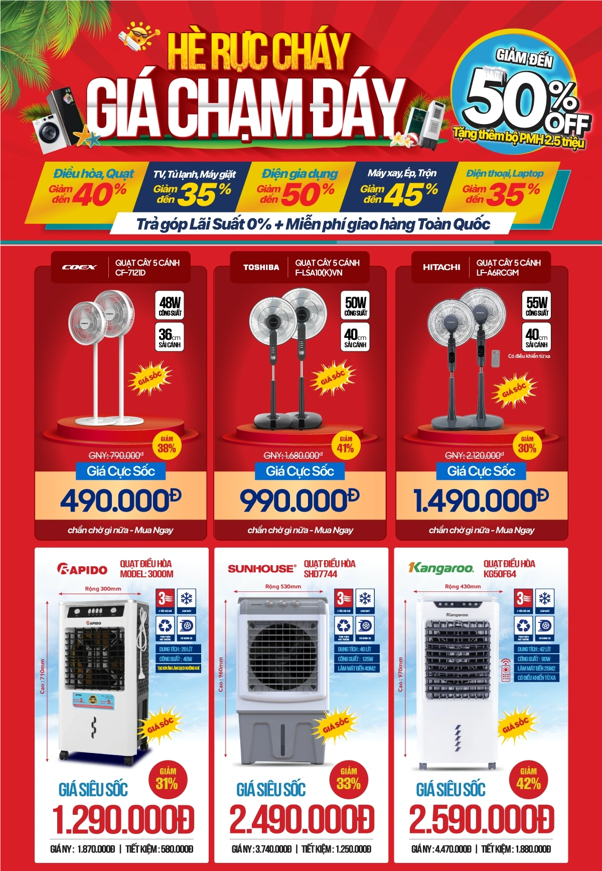 Quạt điện, quạt điều hòa sale to