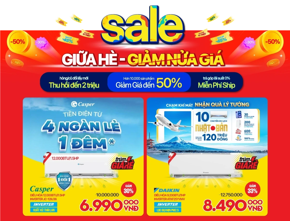 Sale giữa hè, giảm nửa giá
