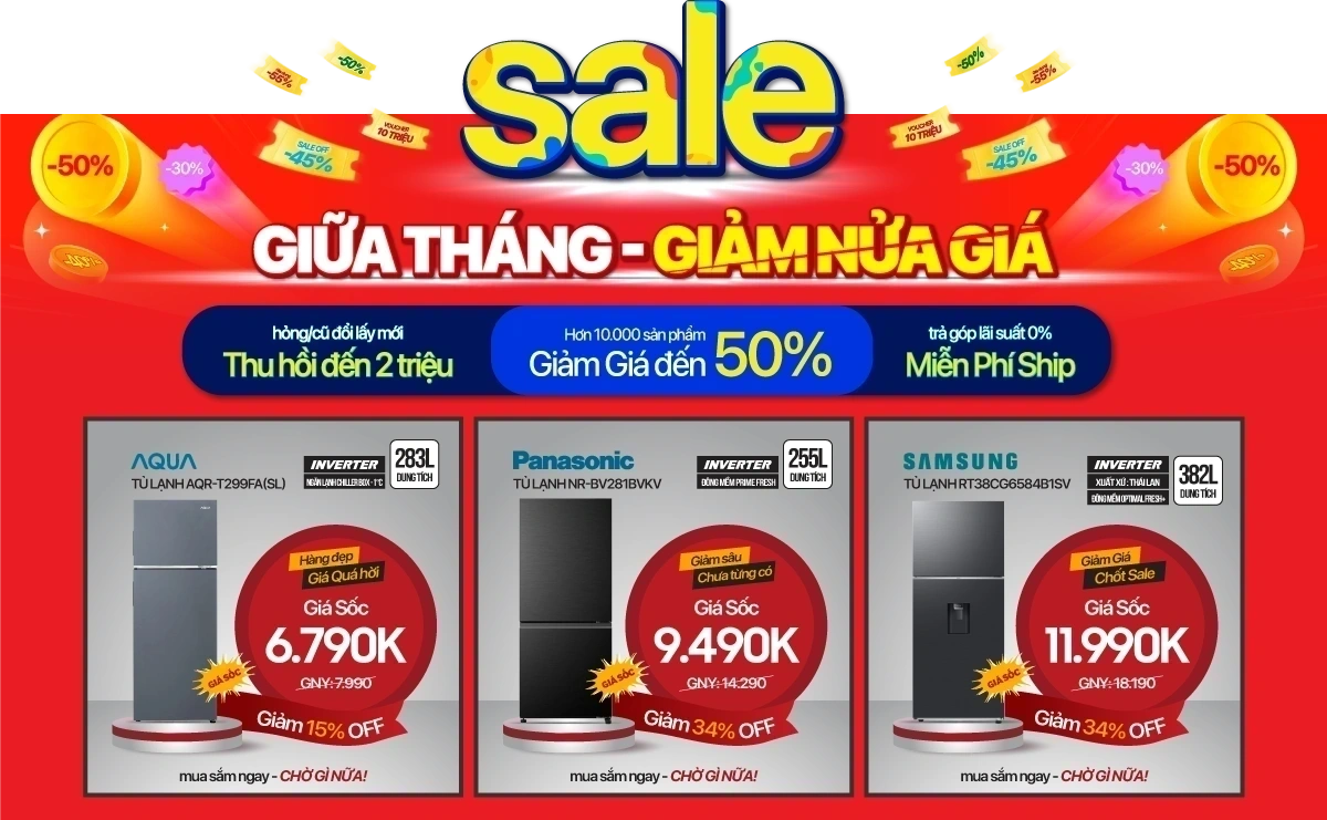 Sắm tủ lạnh với giá chỉ 50% giá gốc