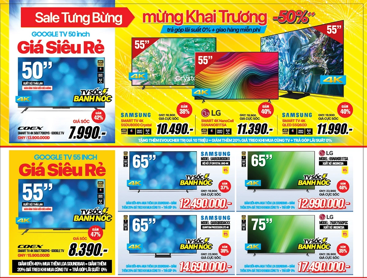Săn deal tivi, đắm chìm giải trí (-50%++)
