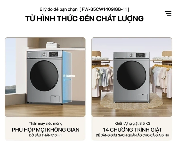 Thiết kế nhỏ gọn, hiện đại phù hợp mọi không gian