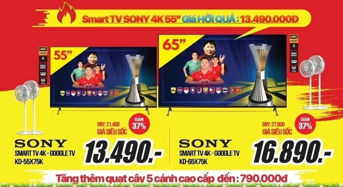 Tivi giảm giá đến 50% trong chương trình khuyến mại U23 Asia Cup