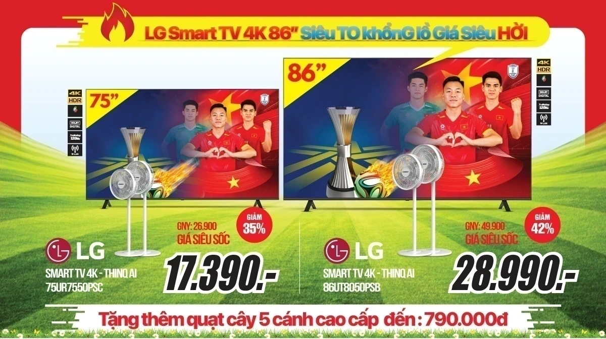 Tivi giảm giá đến 50% trong chương trình ưu đãi U23 Asia Cup 2025