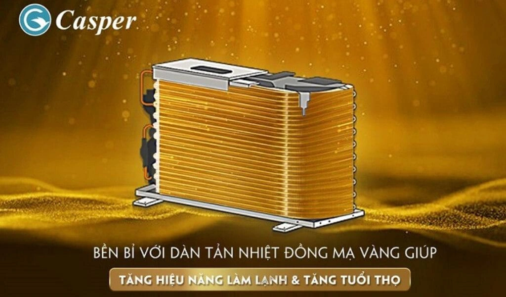 Trong khi đó dàn tản nhiệt của Casper lại sử dụng chất liệu đồng mạ vàng