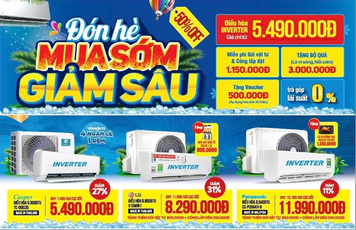 Ưu đãi lớn chưa từng có cho Điện lạnh - Tặng bộ quà Gia dụng lên đến 5 triệu đồng