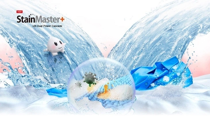 Công nghệ giặt diệt khuẩn nước nóng StainMaster+ phù hợp cho các gia đình cho trẻ nhỏ