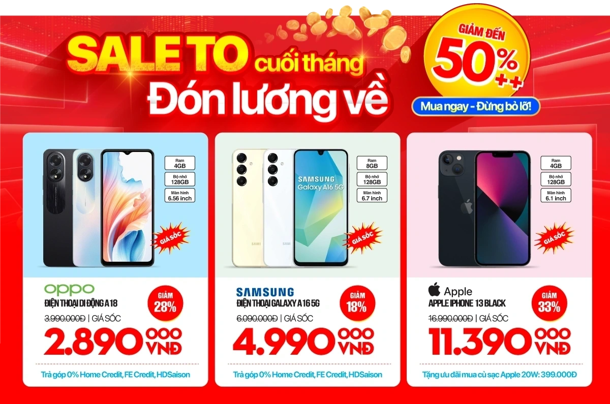 Cuối tháng lương về - Smartphone, phụ kiện, đồ công nghệ SALE TO (-50%)