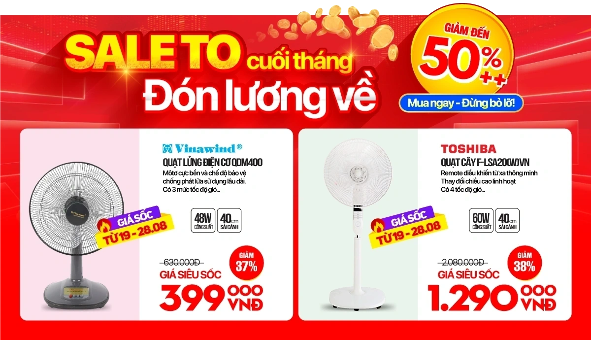 Cuối tháng sale to, gia dụng giảm sốc 50% - Giá khỏi lo