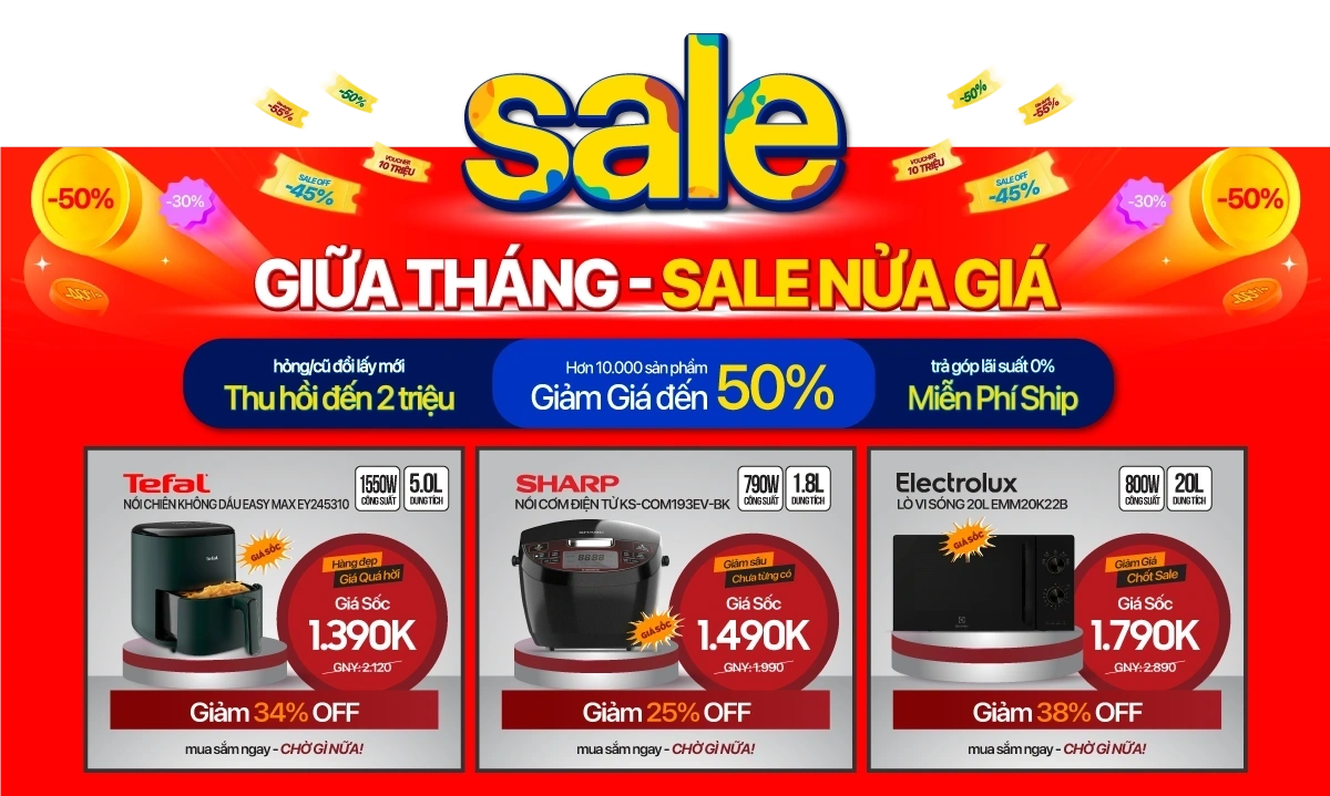 Gia dụng ưu đãi chưa từng có - Mua ngay đồ bếp xịn, tiết kiệm đến 50%