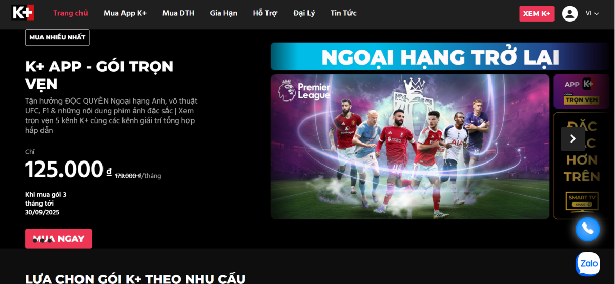 Hướng dẫn các bước đăng ký, đăng nhập và xem Ngoại hạng Anh trên app K+