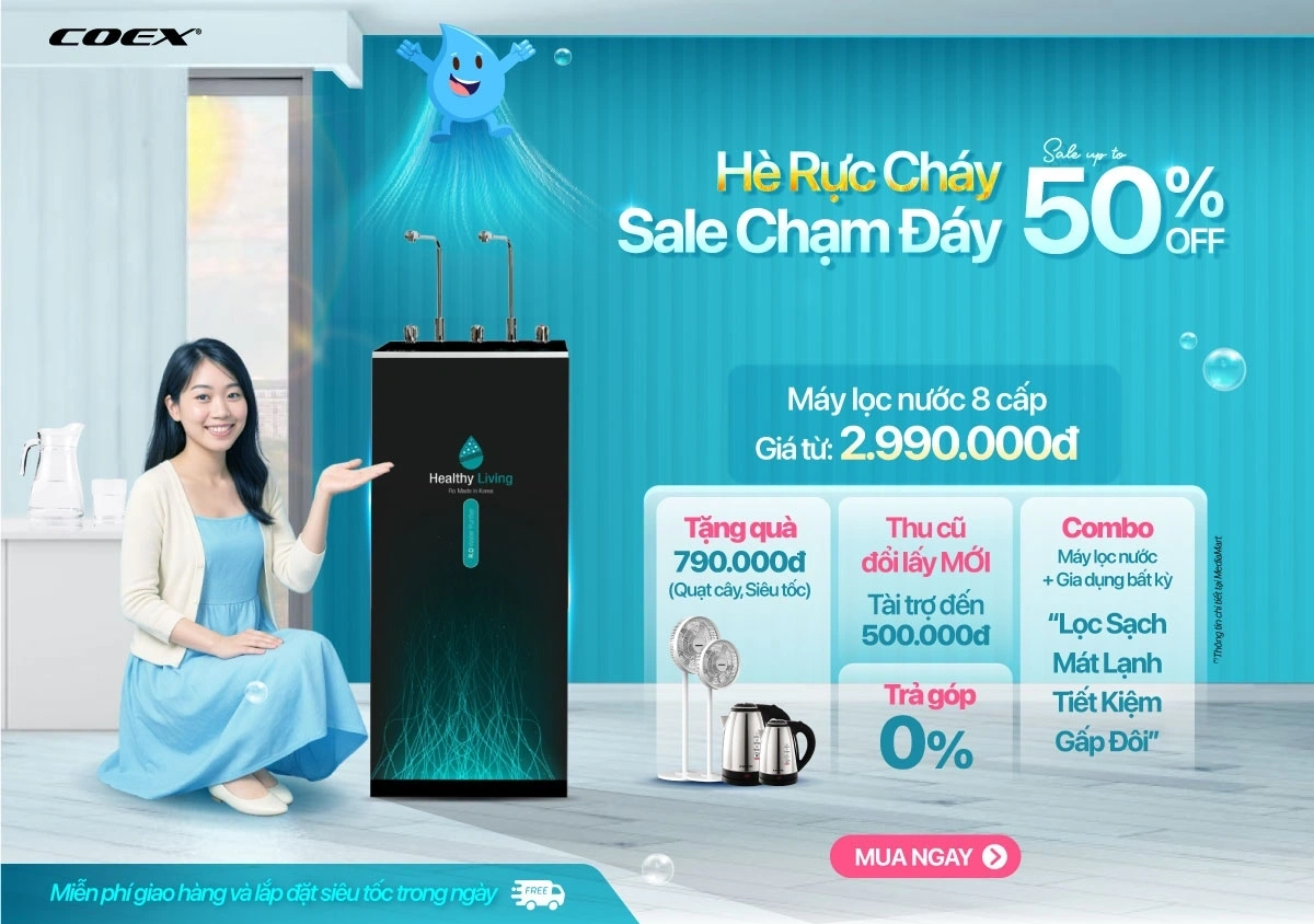 Máy lọc nước RO Hàn Quốc 8 cấp giá sốc chỉ 2.990.000Đ - tặng quà trị giá đến 790K