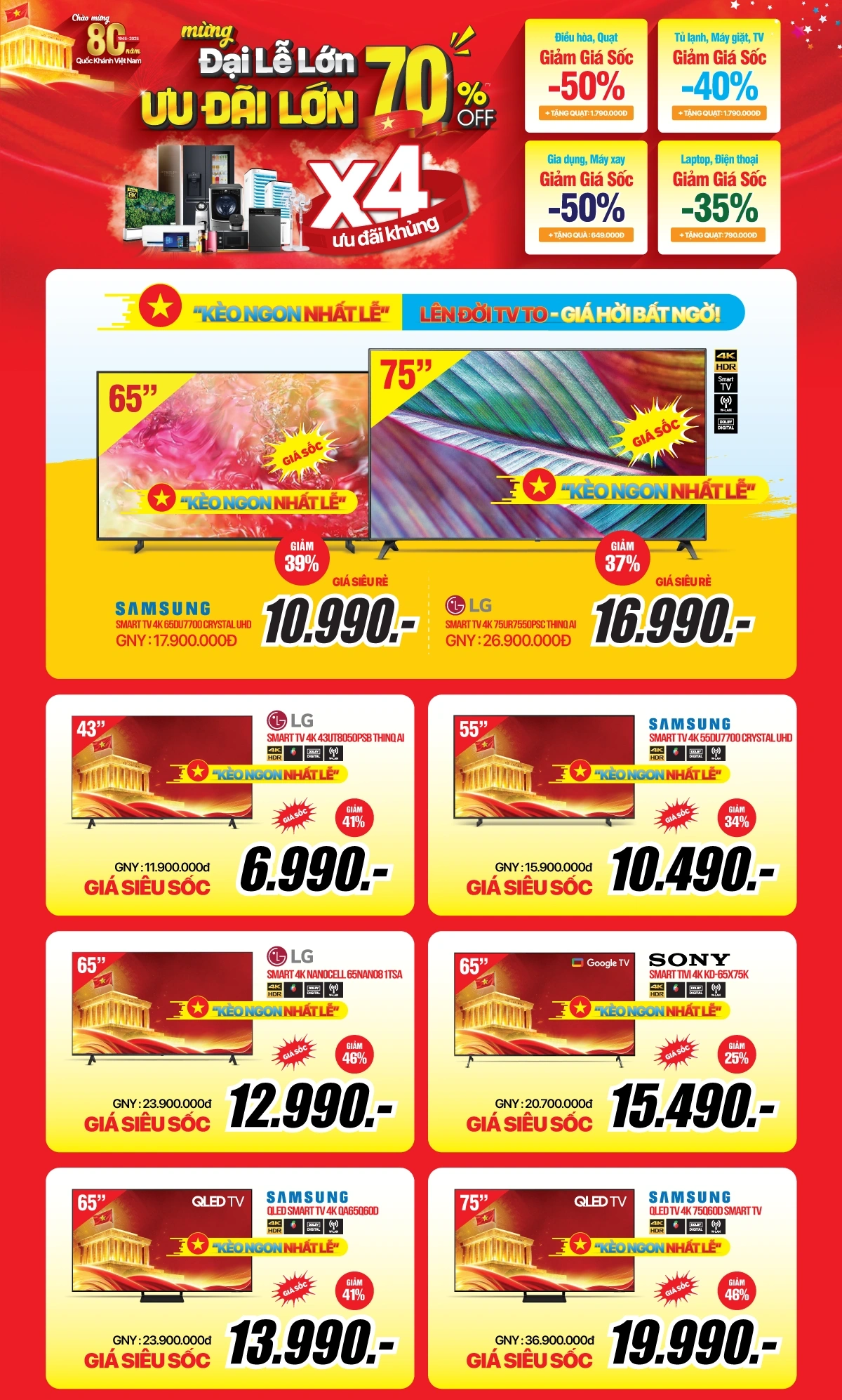 Mừng đại lễ, tivi sale lớn