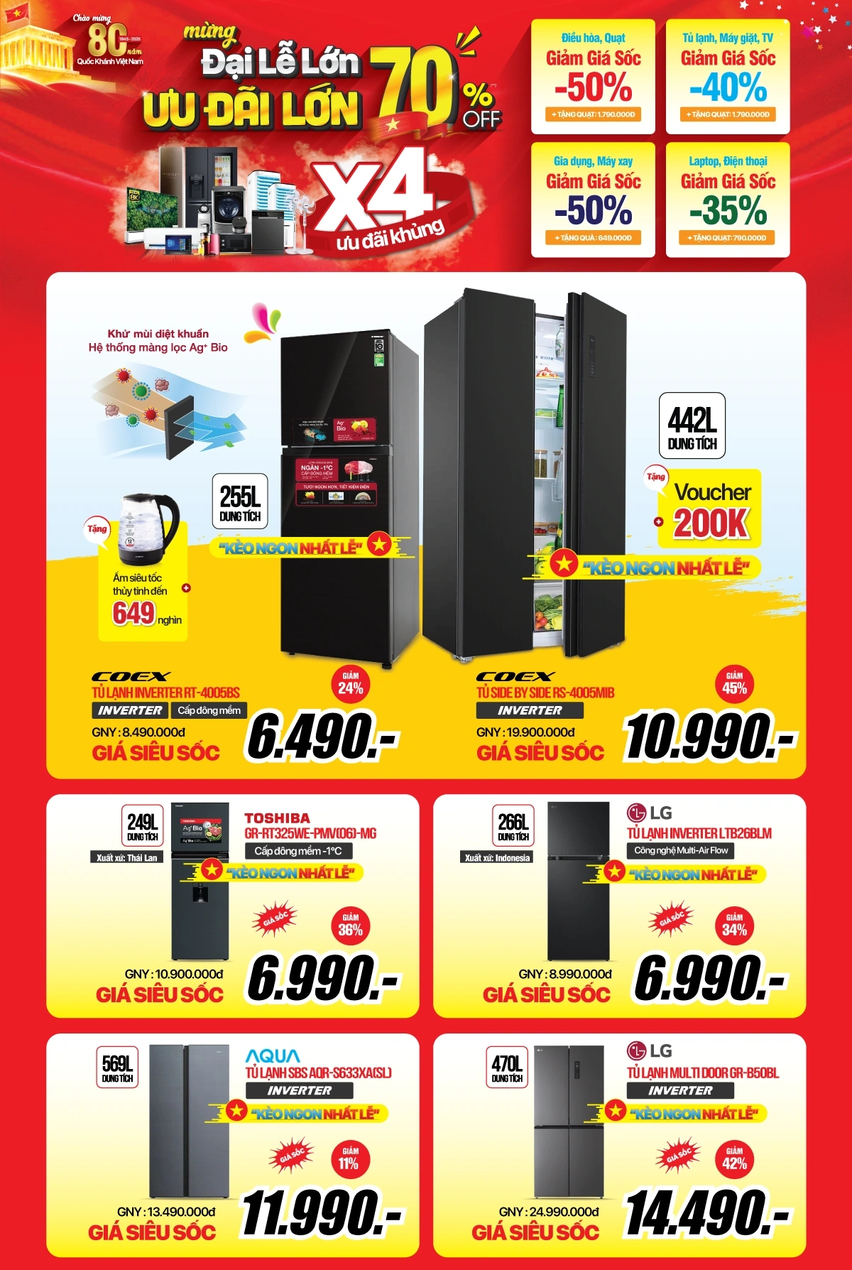 Mừng đại lễ, ưu đãi lớn tủ lạnh