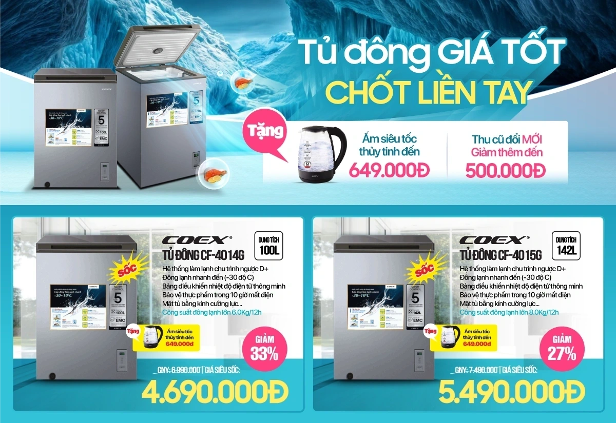 Tổng lực giảm giá tủ đông COEX giá tốt - chốt liền tay - chỉ từ 4.690.00đ